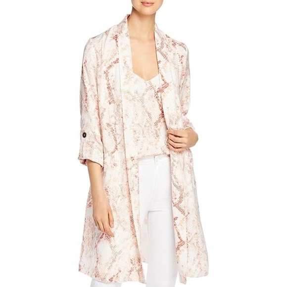 CUPCAKES & CASHMERE Orange Snakeprint Trench Open Front Cardigan XS P - Picture 1 of 11